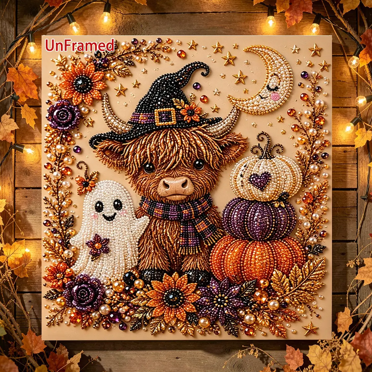 Halloween Ghost Pearl Art DIY Kit, 5D Diamond Painting, Fall Home Decor, Wall Art, Stress Relief, Party Gift, Fun Handmade Decoration
