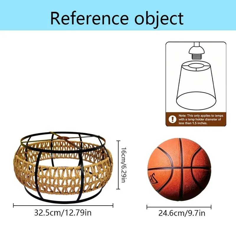 Rustic Style Decorative Hemp Rope Metal Lamp Shade, Industrial Farmhouse Pendant Light Cover, Lighting Accessories, Suitable for Living Room Bedroom, No Bulb and Wire Included
