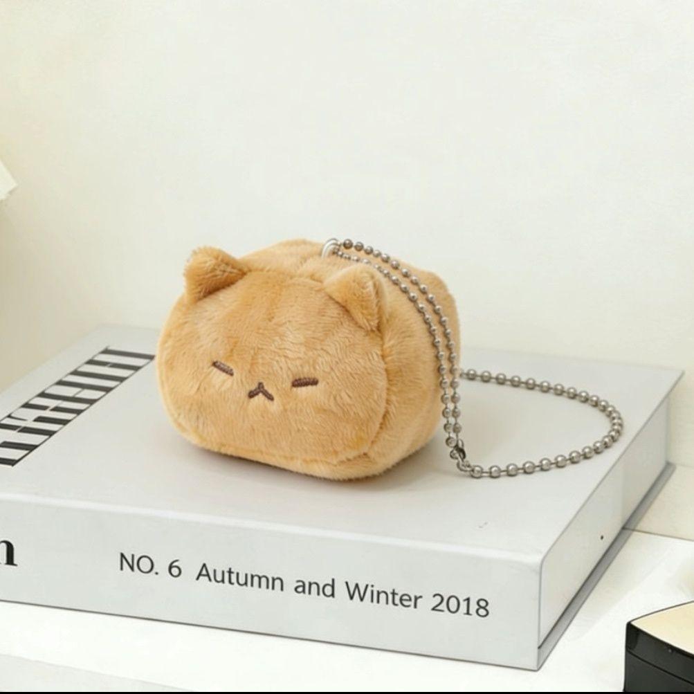 Cute Cat Plush Keychain,Soft Fluffy Kitten Pendant,Cartoon Mini Stuffed Animal Charm,Adorable Fashion Bag Ornament,Creative Sweet Doll Hanging Decor,Girls Daily Accessory Gift