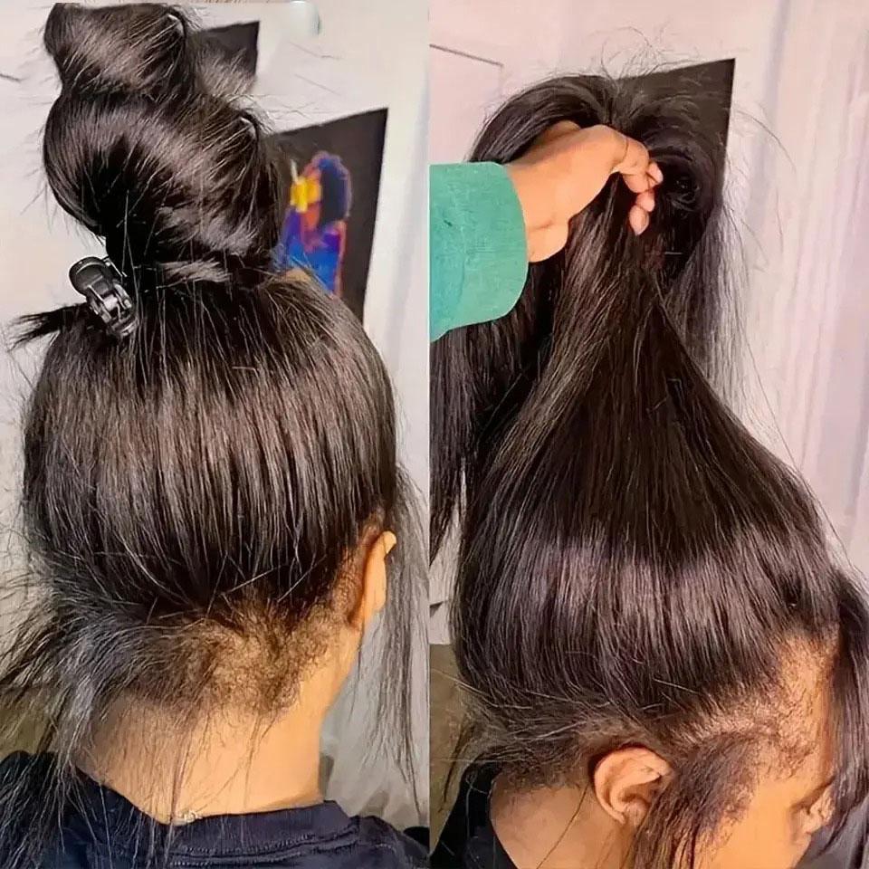 Bling Hair Invisi Strap 360 Full Lace Frontal Wigs Human Hair Bone Straight Wigs Brazilian Virgin Wigs Pre Plucked Drawstring Wig for Women 180 Density TikTokShopBlackFriday