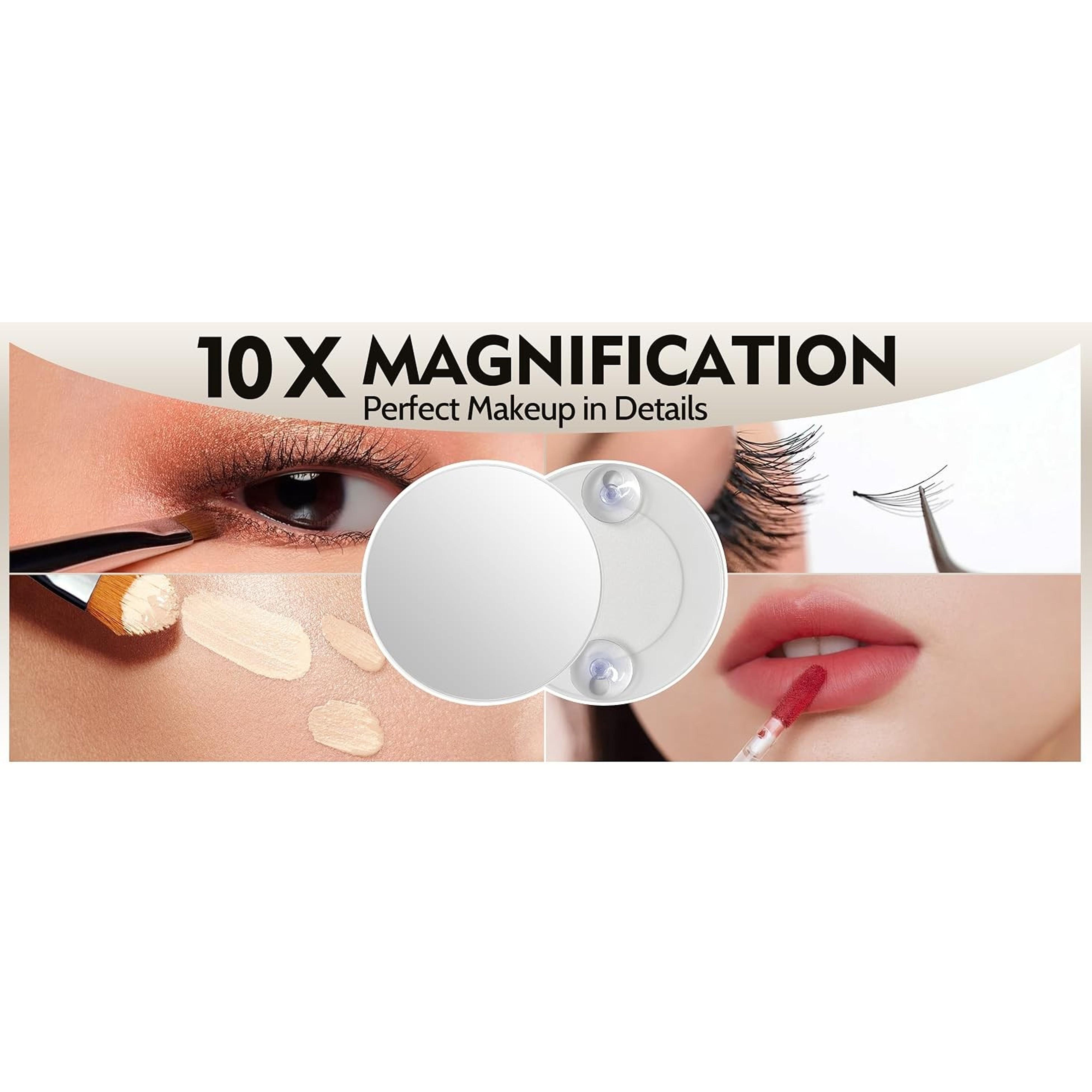 Elegant Lighted Vanity Mirror (White) - 17"x13" Indoor Furniture, 10X Magnification, 3 Color Lighting Modes, Smart Touch Control, 360° Rotation, Home & Bedroom Decor, Gift for Women