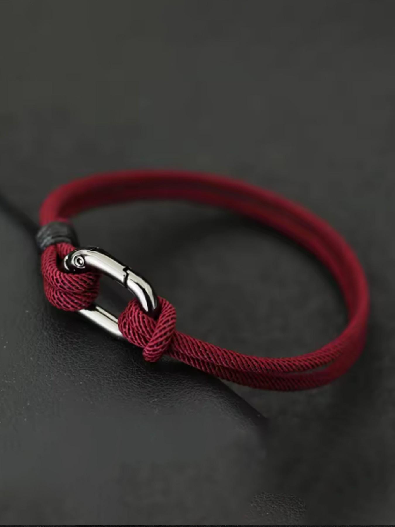 Men's Braided Rope Bracelet, Minimalist Nautical Style, Adjustable Buckle, Durable Handmade Knot Wristband, Daily Wear, Fitness Gift