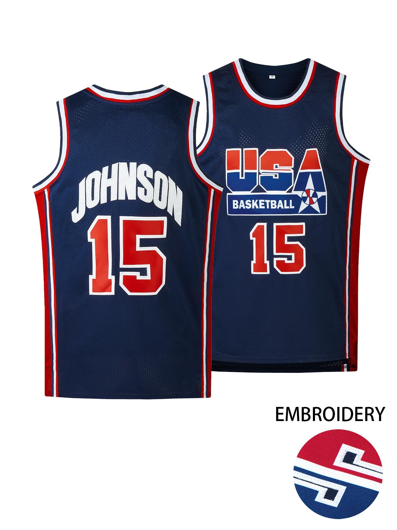 USA Basketball Jersey #7#12#15 Dream Team Basketball Uniform Sewing Embroidery Retro USA Basketball Shirt Breathable Mesh Classic American Basketball Apparel Men's Sports Jersey Sleeveless Jersey Basketball Game/Training Wear/ Outdoor Sports /Fan Apparel