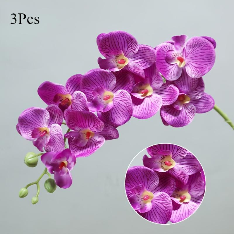 3 artificial butterfly orchids with simulated tactile flower heads and artificial stems, suitable for engagement/wedding bridal bouquets, Valentine's Day, Mother's Day, Easter, spring/summer indoor home garden decoration