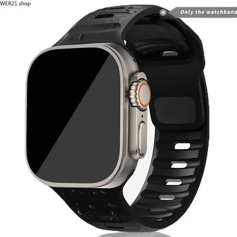 (no watch)2026Silicone Sport Watch Band (Only Band), 1 Count Stylish Wearable Smart Watch Replacement Watchband Compatible With iWatch Series 38mm 40mm 41mm 42mm 44mm 45mm 49mm Smart Watch Straps Smartwatch Accessories