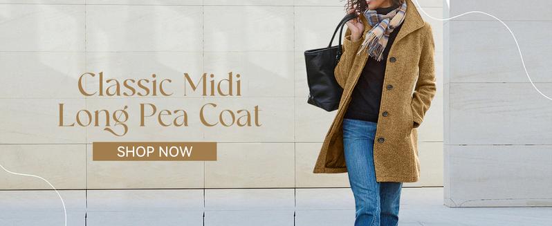 Chouyatou Women's Casual Thicken Wool Blend Stand Collar Single Breasted Pea Coat Womenswear Jackets Women's Elegant