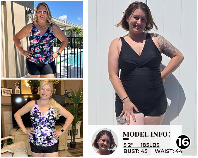 Aqua Eve Plus Size Tankini with Shorts Two Piece Swimsuits Tummy Control Bathing Suits for Women