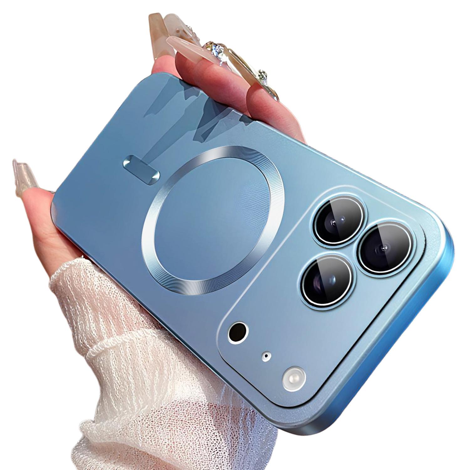 Magnetic for iPhone 17 Pro Max 16 15 14 13 Case Compatible with MagSafe Built-in Camera Lens Protector Slim Soft Silicone Bumper Shockproof Metallic Luster Phone Case