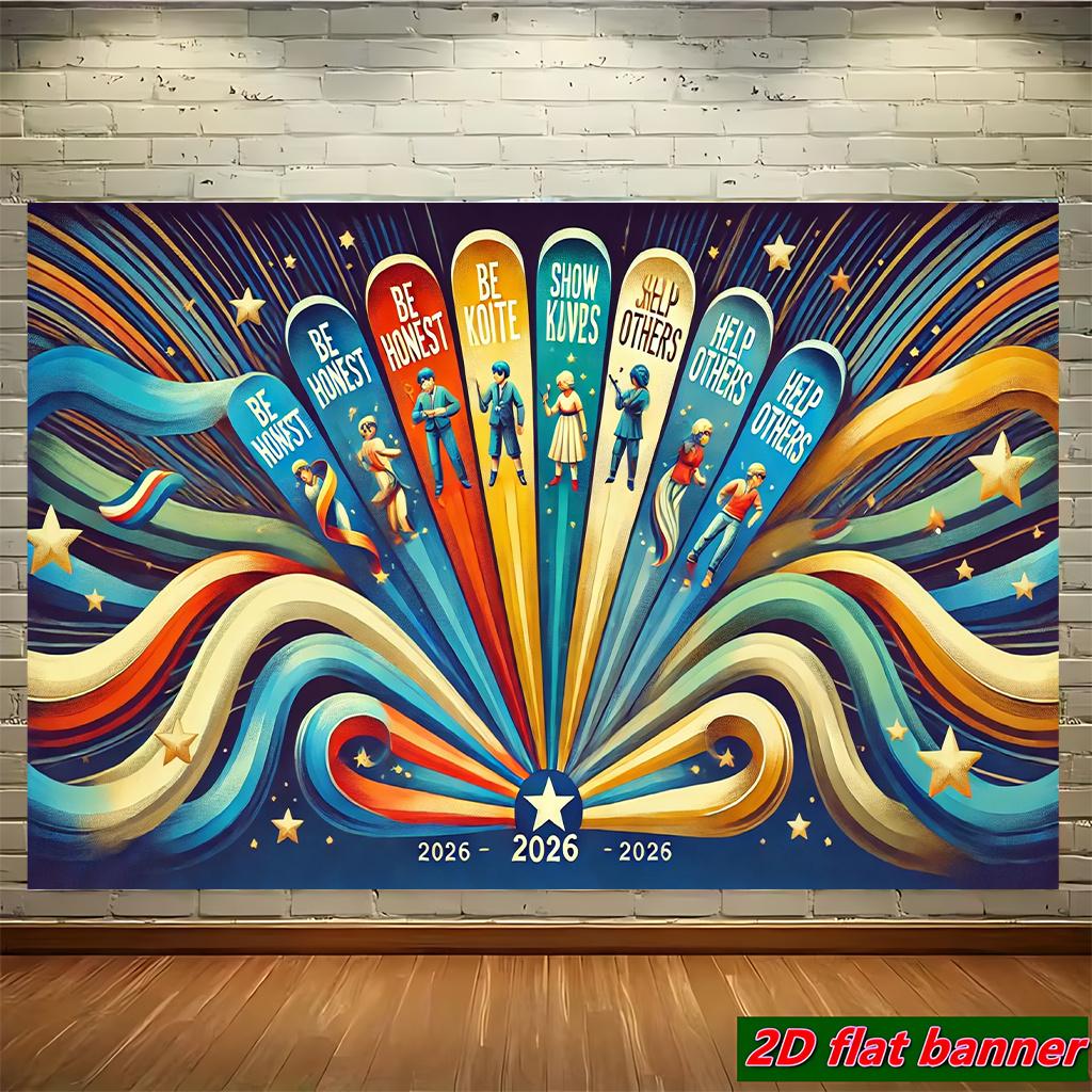 2D Flat - 1pc 2D Flat Banner | Honesty Kindness Future, Durable Polyester Photographic Hanging Cloth, Suitable for Event Decorations at Family Gatherings, Birthday Parties, Weddings, Anniversaries, Graduations, and More (No Electricity Required)