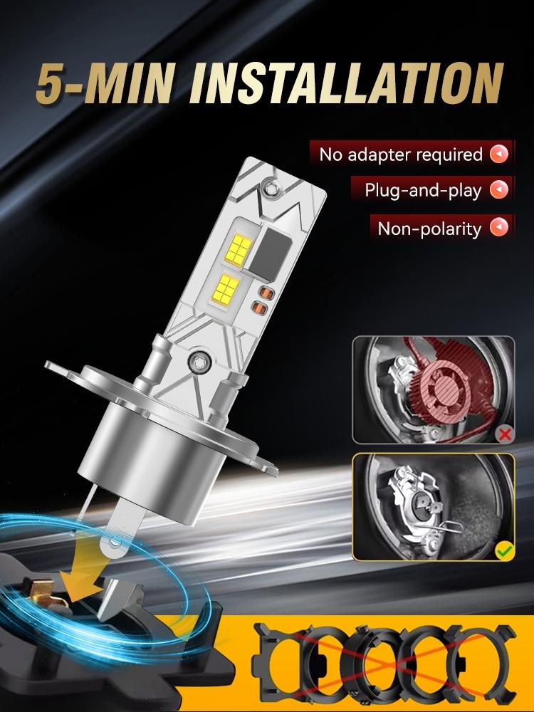 2pcs H1 H7 LED Headlight Bulbs H4 H11 HB3 HB4 9005 9006 H9 H8 Mini 50000LM 6000K CSP Car Headlamps 120W Automobile LED Lamp 12V