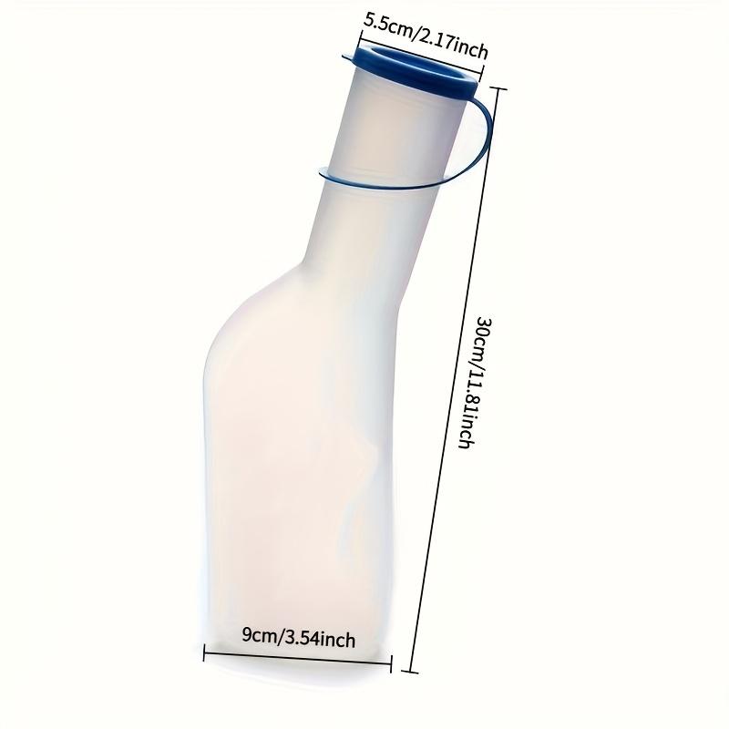 1 piece 33.81 oz white plastic urinal with blue handle - durable, easy-to-carry design, suitable for home and long-distance car travel, 1000ML extended spout version