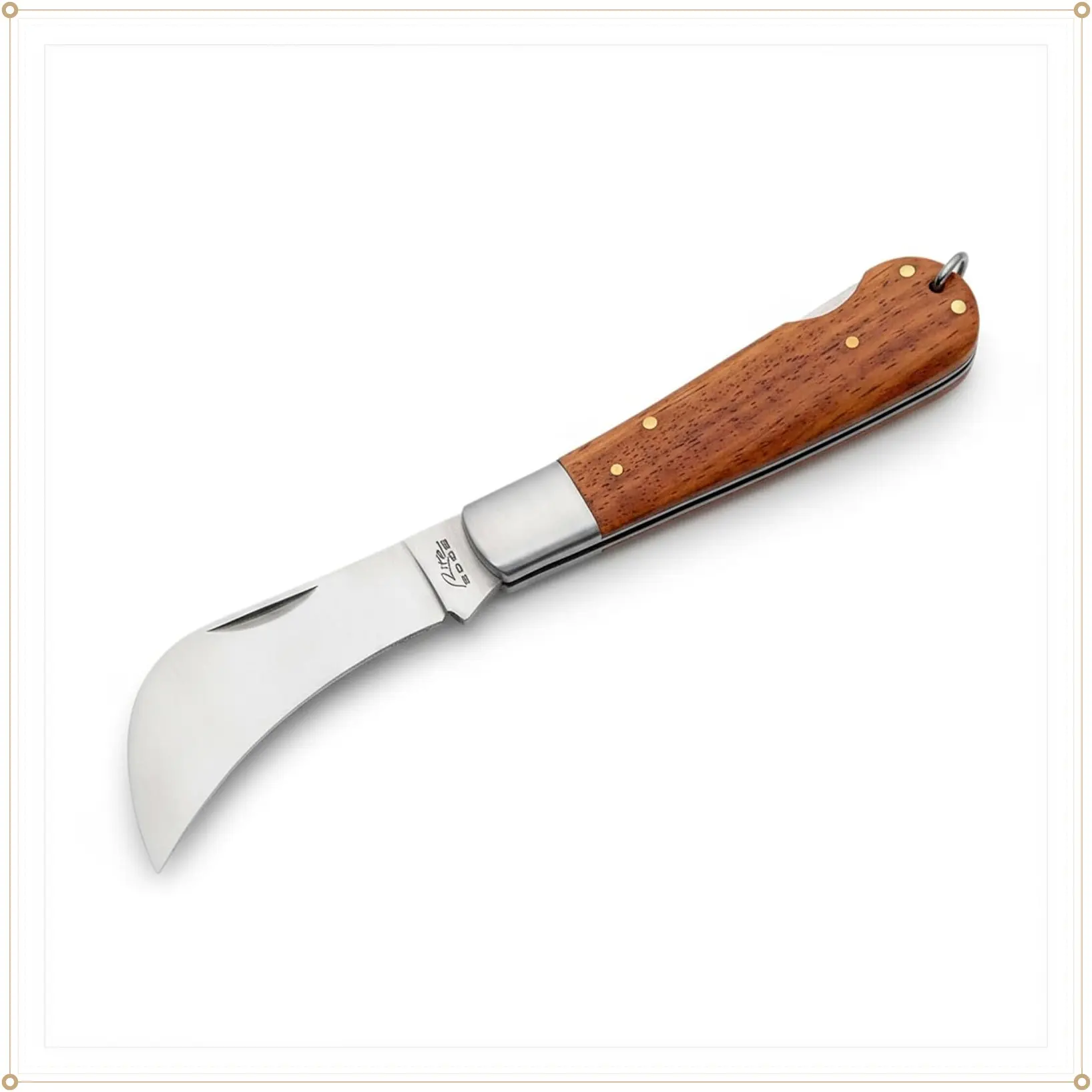 Hawkbill Pruning Knife – 4” Folding Garden Knife with Stainless Steel Blade, Lockback Mechanism, and Wooden Handle – Ideal for Grafting, Trimming, Landscaping, Budding, and HarvestingGift
