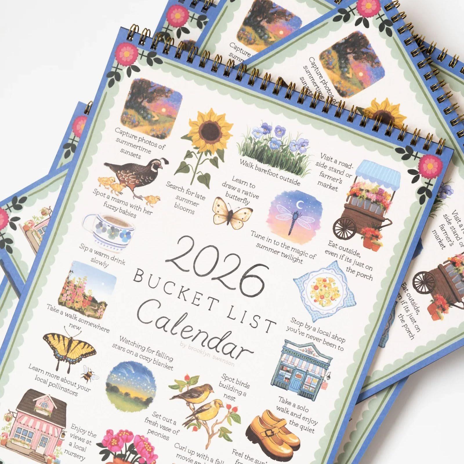 2026 Life Wish List Calendar, Enjoy Your Life Checklist Calendar, Daily Planner for Goals & Dreams, Perfect Gift for New Year, Doodle Typography Calendar