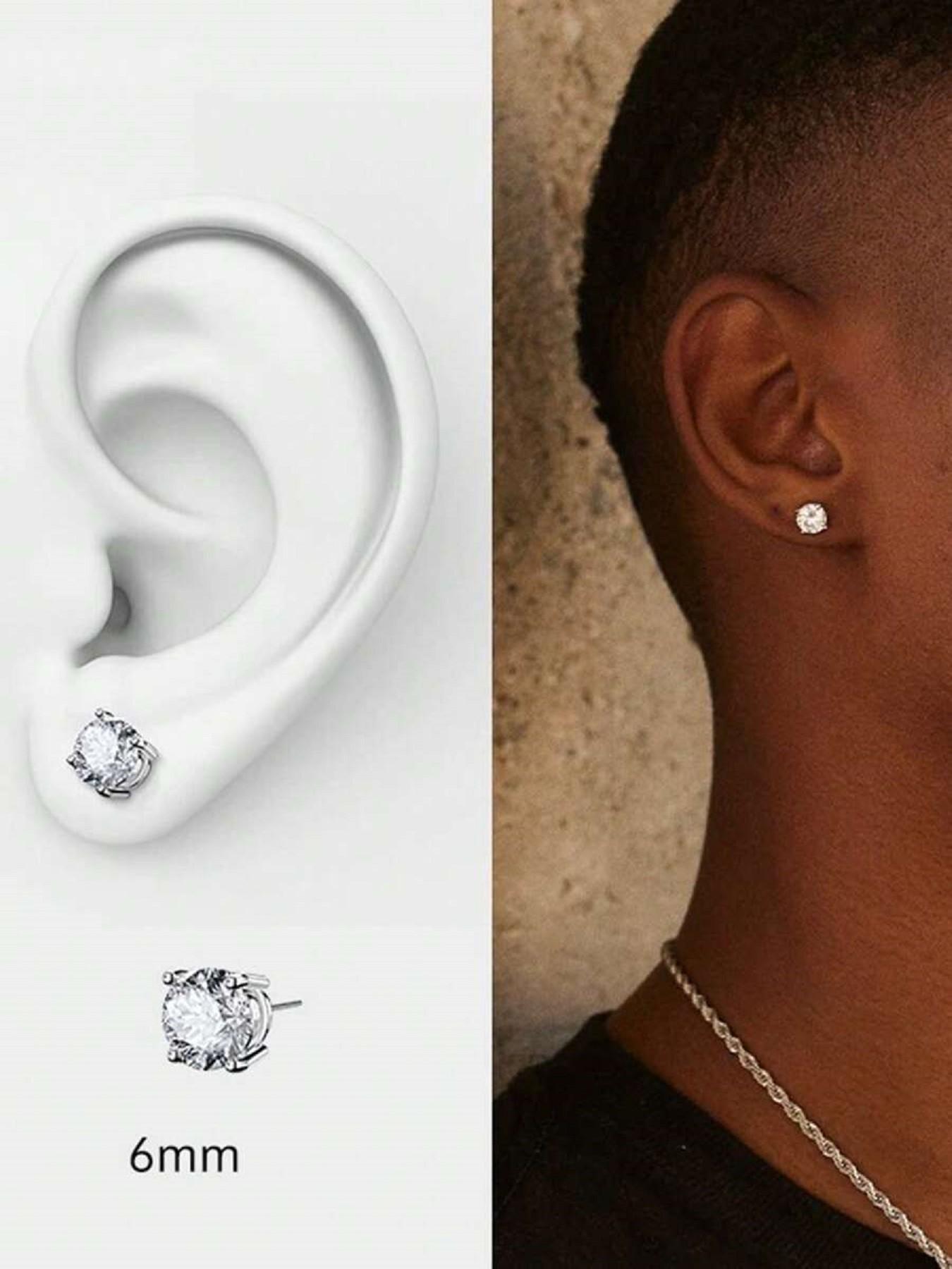 925 Sterling Silver Round Cut Cubic Zirconia Stud Earrings for Women Men, Hypoallergenic 4-Prong Simulated Diamond Earrings, 4MM 6MM 8MM 10MM Sizes Available, Sparkling CZ Earrings for Daily Wear, Anniversary, Birthday Gifts