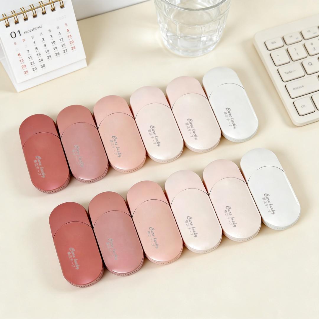 6-Piece Compact Portable Correction Tape Set, Ergonomic Handle, Smooth Coverage, Scratch-Resistant, Quiet Operation, Office & School Supplies