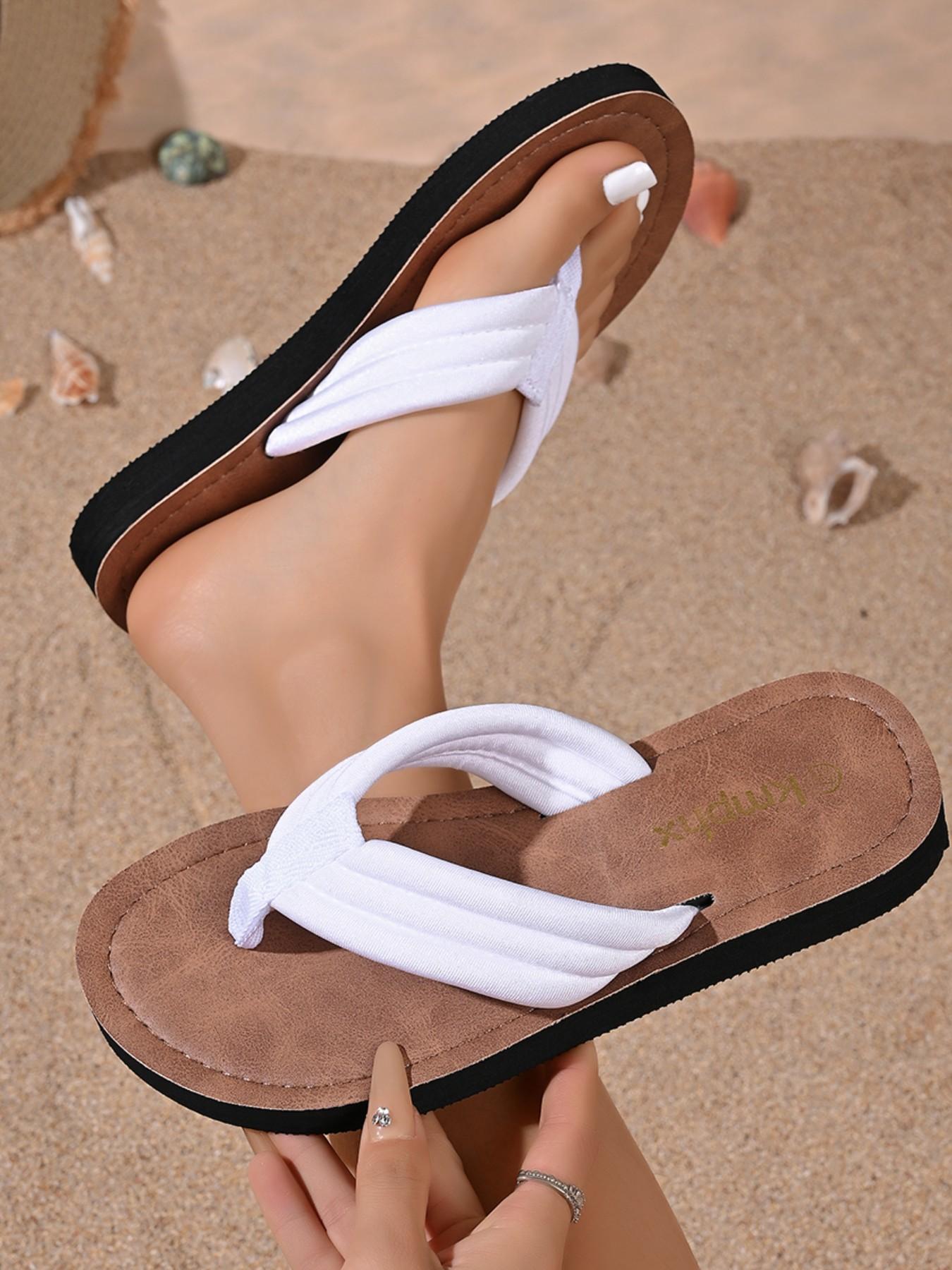 2026 New Women's Sandals, Casual Flat Sandals, Soft Sole Anti-Slip Rubber Beach Flip Flops, European Style Simple Slip-On Shoes, Sizes 36-42, Summer Outdoor Wear