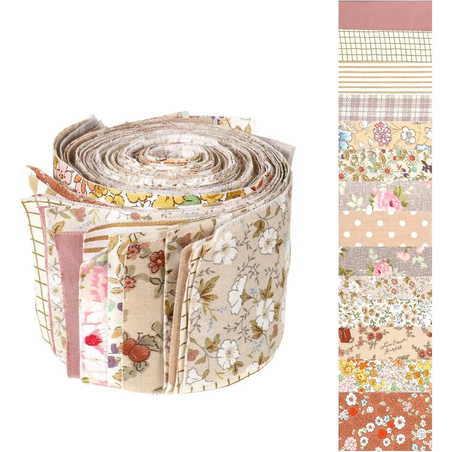 42Pcs Pre-Cut Cotton Jelly Roll Fabric Strips 2.5 x 20 Inch Soft Bundles for Quilting, Sewing & CraftingGift