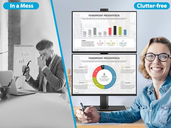 MOUNTUP for Max 35'' Vertical Dual Monitor Stand  Monitors MU1006