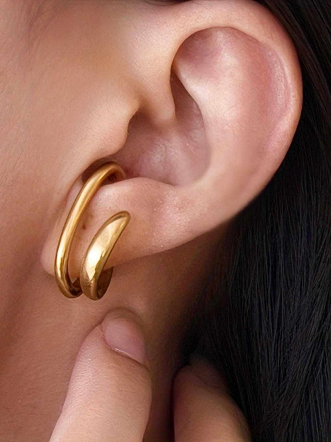 2pcs Minimalist Ear Cuffs, Fashionable High-End Earrings, Unique Versatile Studs, Casual All-Season Jewelry, Plain Design
