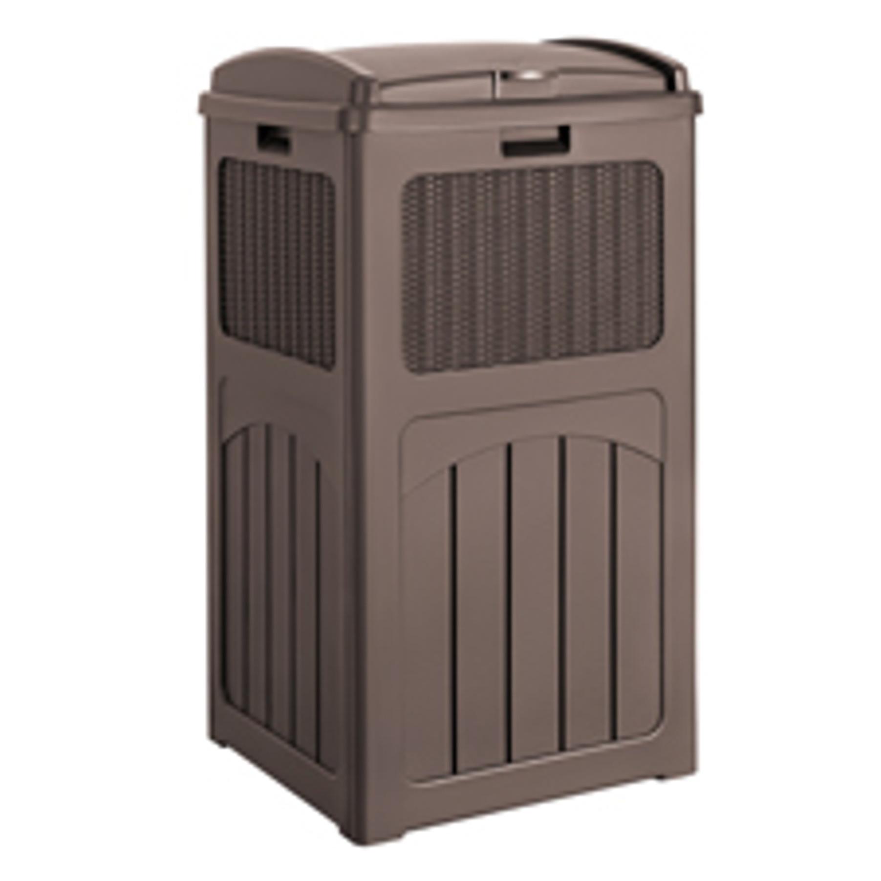 33 Gallon Outdoor Trash Can, Hideaway Garbage Bins with Tiered Lid, Waterproof Resin Outside Waste Bins for Patio, Outside Pool, Backyard and Deck(1, Deep Brown) 33 Gallon Outdoor Trash Can, Hideaway Garbage Bins with Tiered Lid, Waterproof Resin Outside Waste Bins for Patio, Outside Pool, Backyard and Deck(1, Deep Brown)