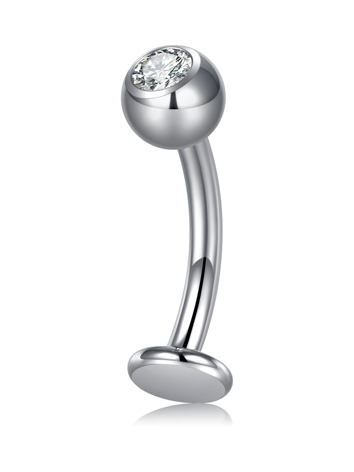 1 piece Titanium Zirconia Internally Threaded Floating Navel Ring, Stylish Flat Rhinestone Belly Button Ring, Navel Barbell 8/10/12/14mm, 14G Body Piercing Jewelry, Unisex