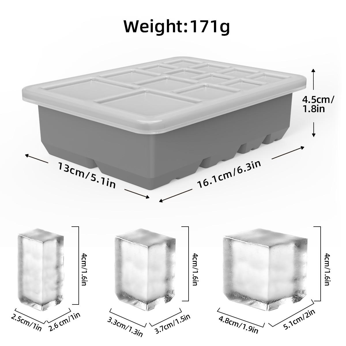 13-Compartment Ice Cube Tray with Lid, Silicone Mold, Reusable Freezer Box, Easy Release, DIY Whiskey Drink Ice Cubes
