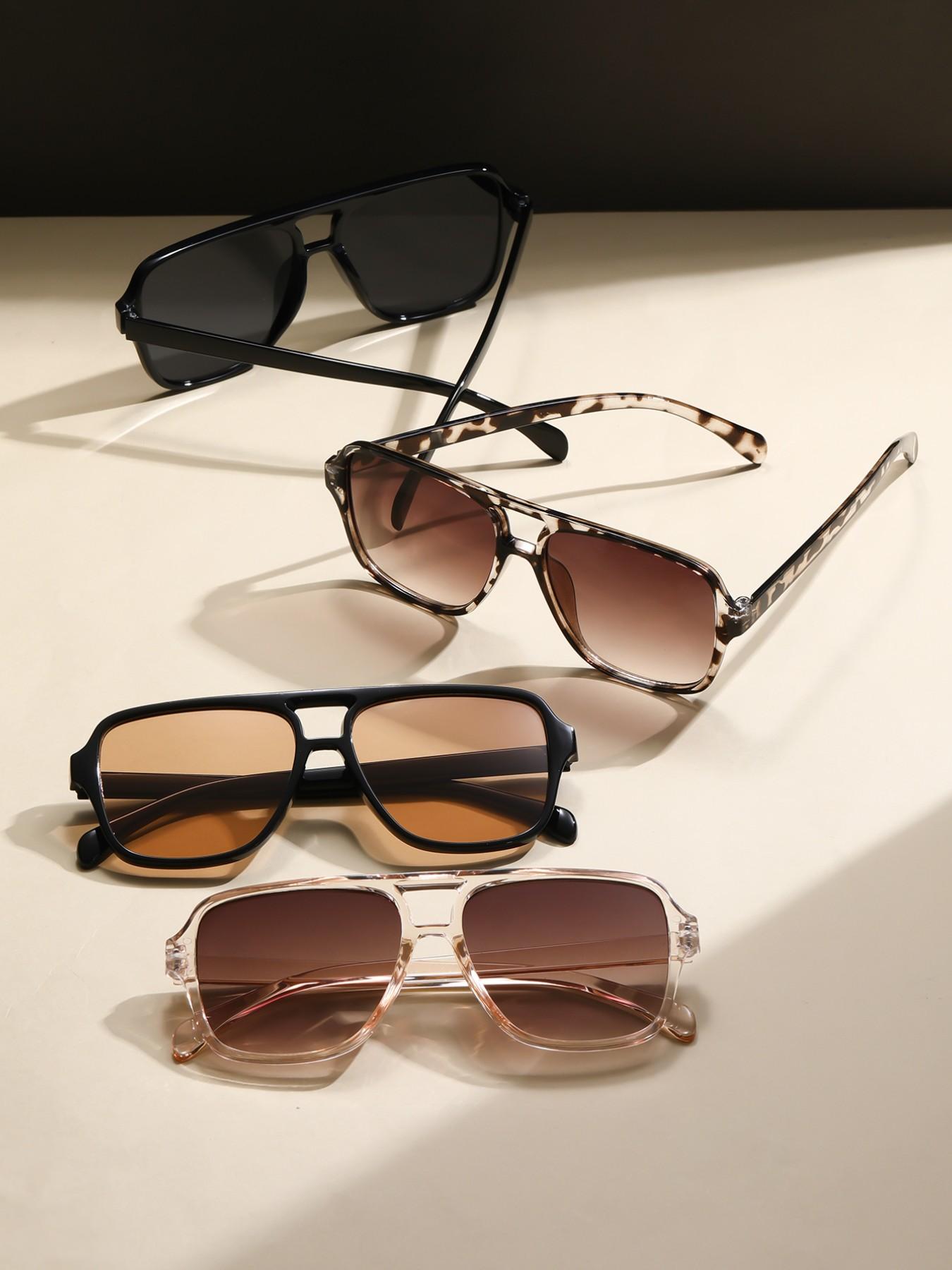Elegant Women's Modern Trendy Casual Sunglasses Set, Perfect for Beach Camping Street Photography Road Trips Girlfriends Getaways, 4 Pairs Vintage Style