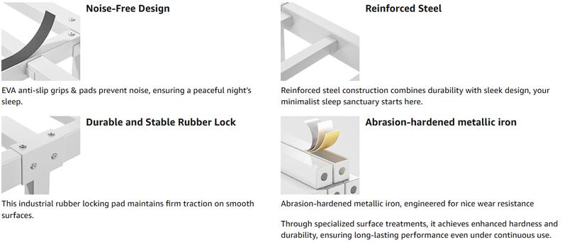 Raybee Furniture Twin/Full/Queen Metal Bed Frames ,with LED Lights and Charging Station, Sturdy Bed Frames with Headboard and Footboard, with Storage Shelves and Under Bed Storage, No Box Spring Needed, Noise Free 【Black Friday】