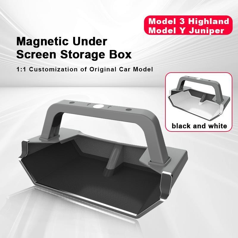 [ Tesla Organizer Box Pro ] Magnetic Center Console Organizer for Tesla Model 3 Highland 2024-2026 & Model Y Juniper 2025-2026, Under Screen Storage Organizer, Custom Fit Accessories, Not Fit 2017-2023 Model 3 & 2021-2024 Model Y, Vehicle Organizer, Car O