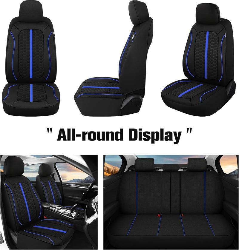 Car Seat Covers For 5 Seats, Full Set Universal Seat Covers for Cars, Flat Cloth Auto Seat Air Mesh Design Protectors, Car Interiors Fit For Nissan /Honda /Accord/Civic /CRV /Hrv /Kia /Sorento /Toyota /Corolla /4Runner /Camry /Hyundai /Mazda