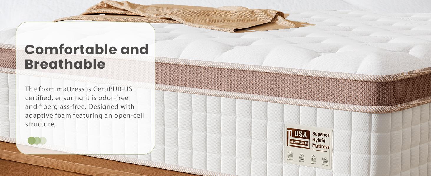 FlexPedic 12-14'' Hybrid Mattress, Full/Queen/King, Extra Firm Gel Memory Foam & Pocket Springs for Pressure Relief & Motion Control, Fiberglass Free