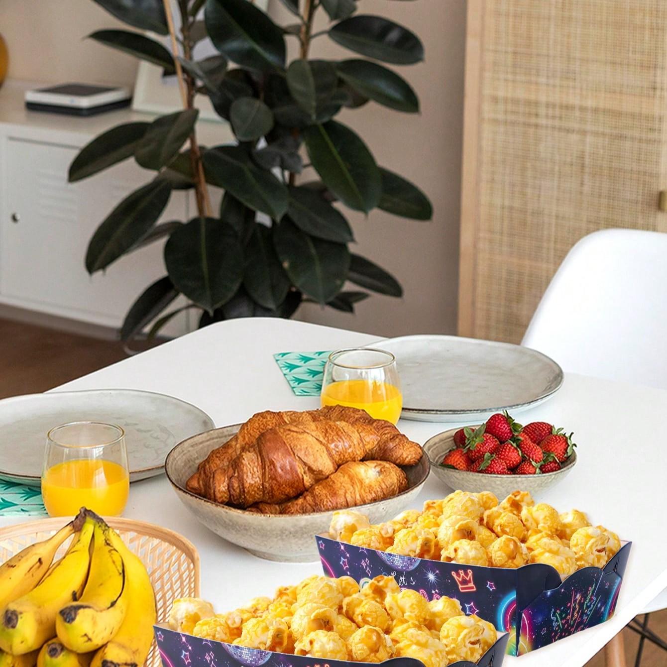 12 Piece Glow-In-The-Dark Popcorn Boxes, Striped Paper Bags, Party Bags, Candy Boxes, Perfect for Theme Celebrations, Elegant Party Decor