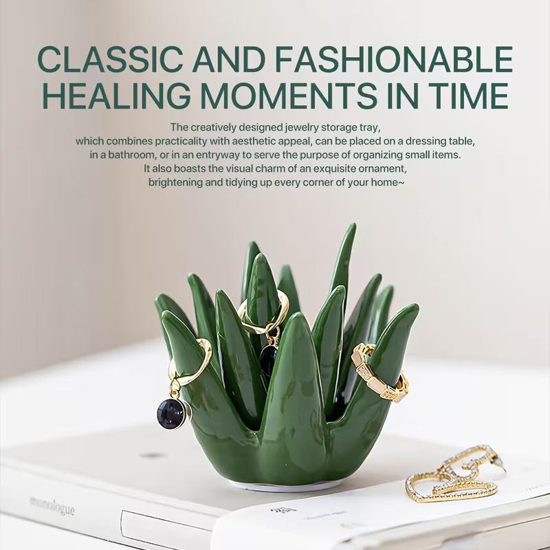 Cactus Aloe Ring Holder Tray, Jewelry Storage Display Stand, Jewelry Holder Organizer, Home Office Desk Decor, Perfect Gift for Women, Friends, Mom, Jewelry Storage Unit