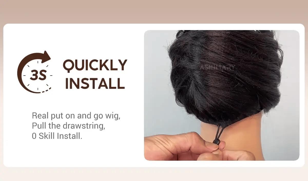 Ashimary 250% Density Glueless Ready To Go Wig- Pre Styled Side Part Body Wave Layer Cut 6x4.5 Lace Closure Bob Wig Invisi-Drawstring Ready to Go Short Bob Wigs Pre Everything Human Hair Wigs Pre Plucked Pre Cut For Black Women SpringStatements