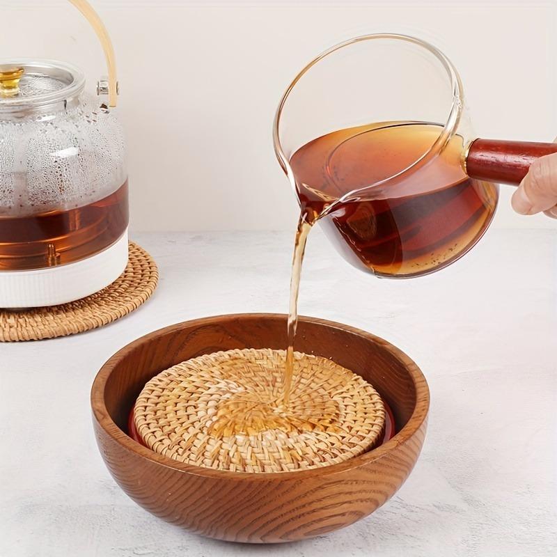 2pcs/4pcs Autumn-Inspired Rattan Braided Decorative Round Coaster - Elegant Home Decor Tableware Accessory