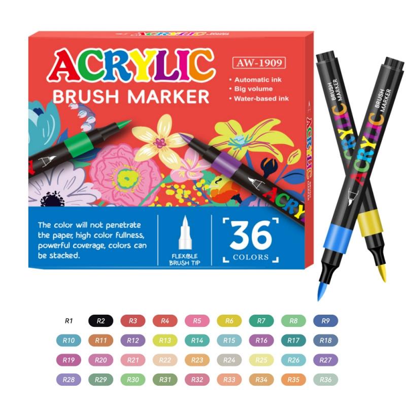 Acrylic Paint Pens Markers,Soft Brush Tips - Quick-Dry Professional Art Markers for Rock Painting, Canvas, Wood, Glass, Ceramic, Fabric, Plastic, Egg & Scrapbook. Paint Markers