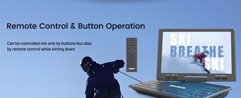 [Mydash] 14.9" Portable DVD Player, MYDASH CD player w/ 12.5" Swivel HD Screen, Audio player w/ Dual-Speaker, 6 Hours Rechargeable Battery, Region Free, Remote Control, Sync TV/CD/USB/SD Multi-Format Support,no blu-ray