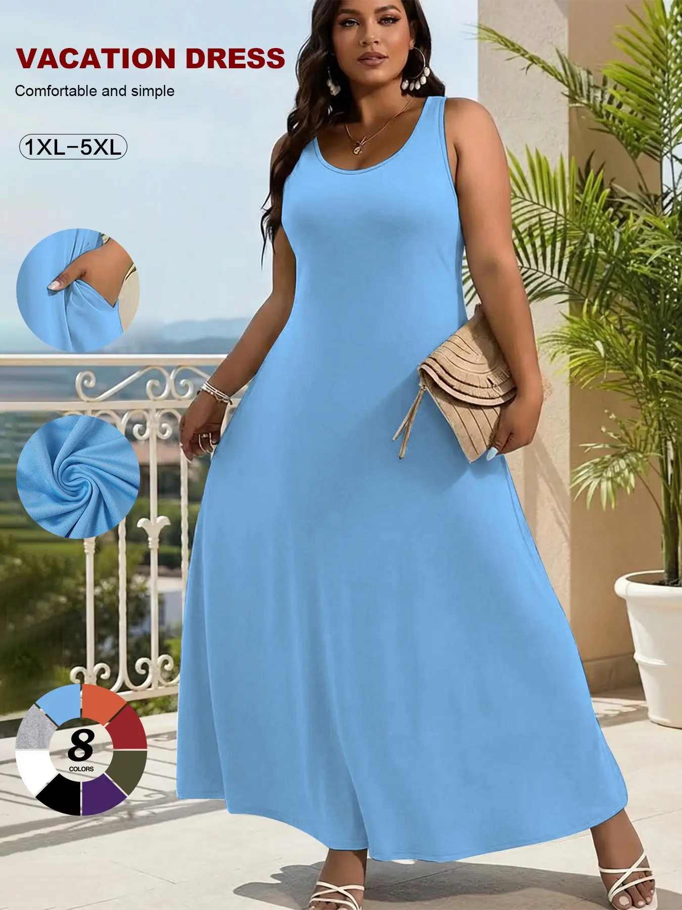 slimming beach dresses Women's Sleeveless Backless A-Line Maxi Long Dress, Plus Size Conceal Fat Slimming, Loose Fit Summer Casual Flowy Vacation Dress, Trendy and Comfortable, Boho Flowy Dress, Boho Summer Hunter Schafer Sat in BUY 2+ AND SAVE 10% WITH CODE: LIPSTICK allowing for ease of Color:Mint Blue