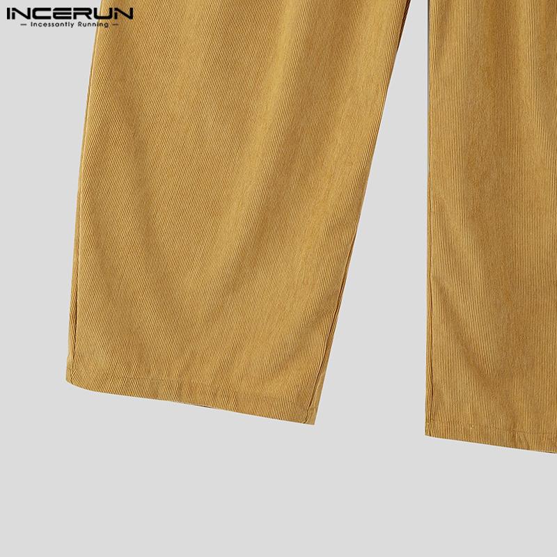 INCERUN Men's 2026 Spring/Summer Vintage Corduroy Wide Leg Pants - Lightweight Streetwear Balloon Trousers, S-5XL Inclusive Sizing，Comfortable & Versatile Daily Wear SpringStatements