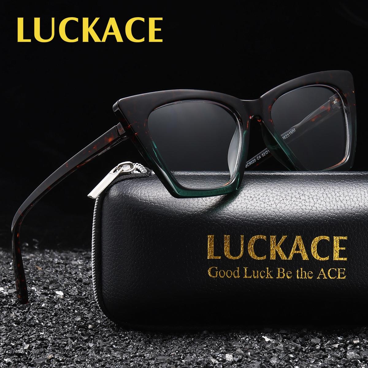 Luckace Men's Cat Eye Fashion Bifocal Glasses, Dual Color PC Lenses, Ultra-Thin Comfortable Nose Pads, Ideal Gift with Brand Packaging