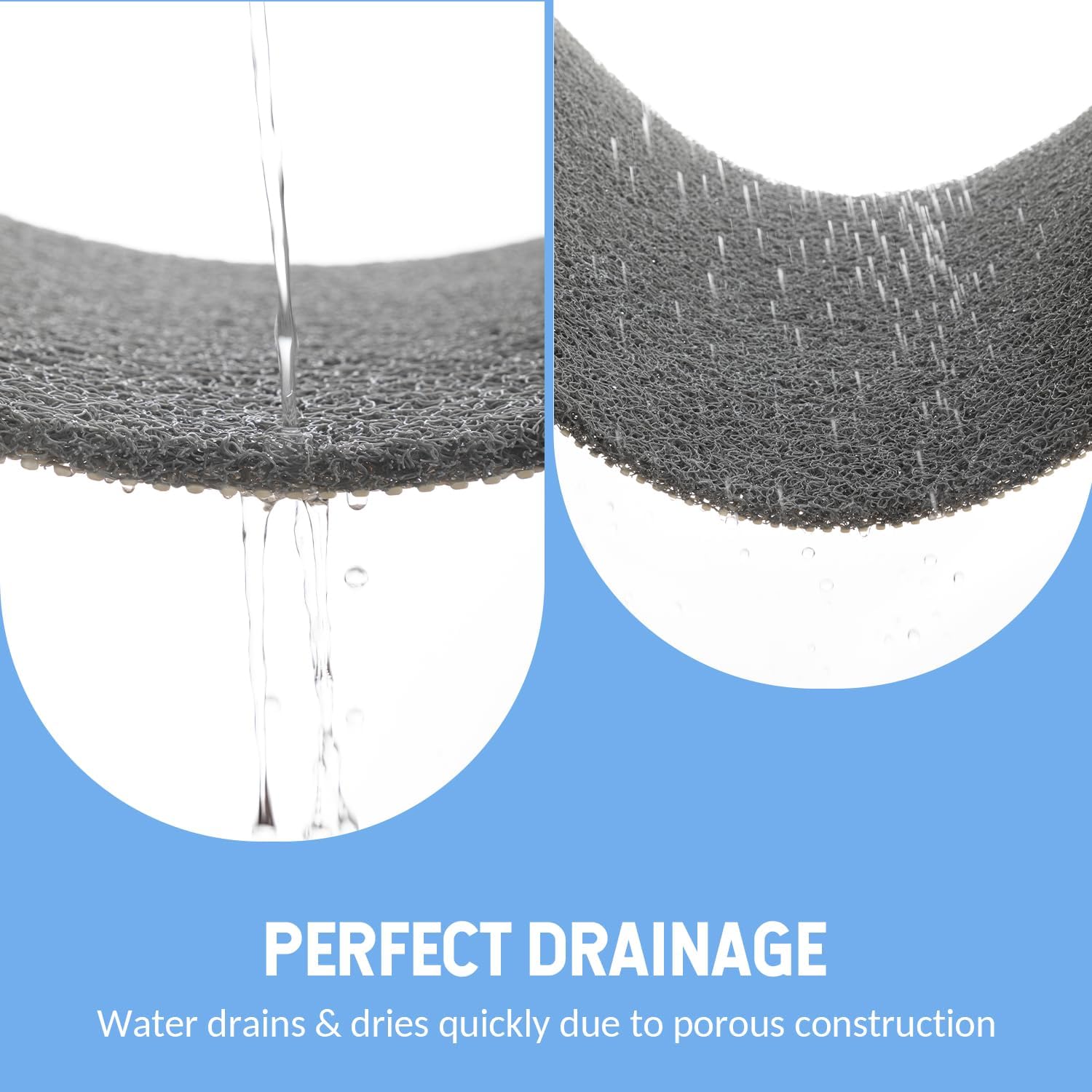 Non-Slip Bathtub Mat, Anti Slip Shower Mat, Fast Drying Bathtub Mats, Foot Scrubber Mat, Anti Slip Mat for Tub, Floor, Bathroom, Kitchen, Home, Hotel (Grey 71"*24")