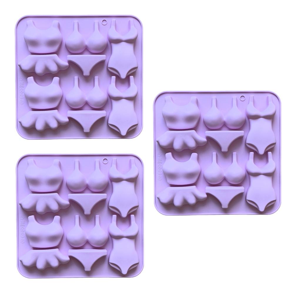3pcs 10-Cavity Women Shape Silicone Molds, DIY Chocolate Candy Pudding Dessert Cake Decorations, Baking Cookie Mold Set