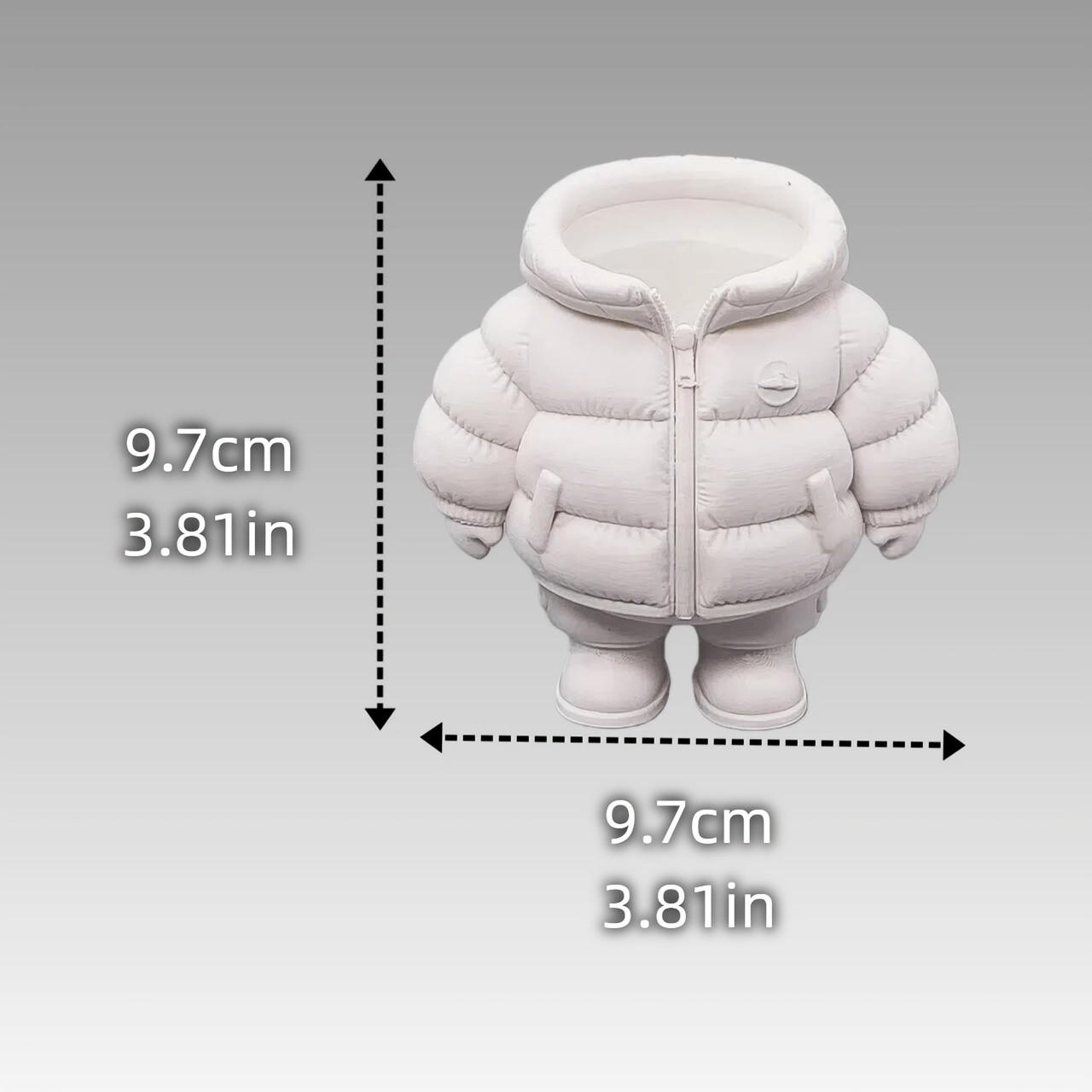 3D Printed Down Jacket Desk Organizer, Pencil Holder, Dried Flower Vase, Realistic Fun Design, Adds Atmosphere to Your Desk