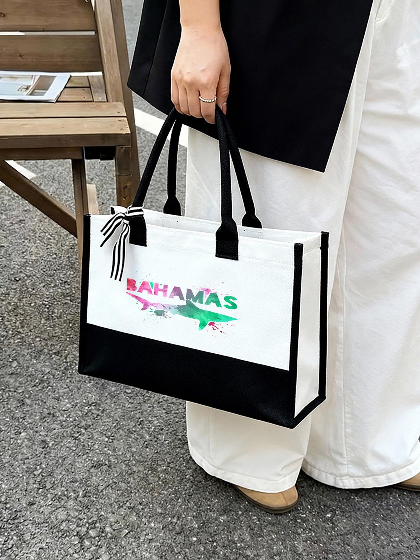 Workout and yoga handbags Bahamas Dolphin Artistic Design Soft Suitable for supermarkets,school trips-handbag and shoulder tote