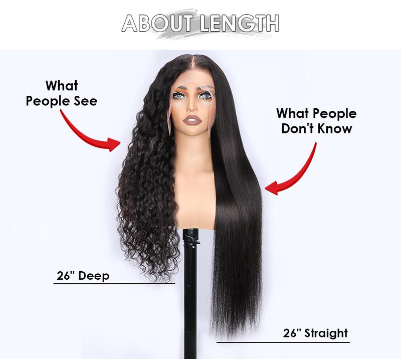 [New Upgrade] Pizazz Drawstring Glueless Wig 13x6 HD Transparent Lace Front Human Hair Wigs 220 Density Pre-Cut / Pre-Plucked Brazilian Straight Lace Frontal Wig With Tiny Knots