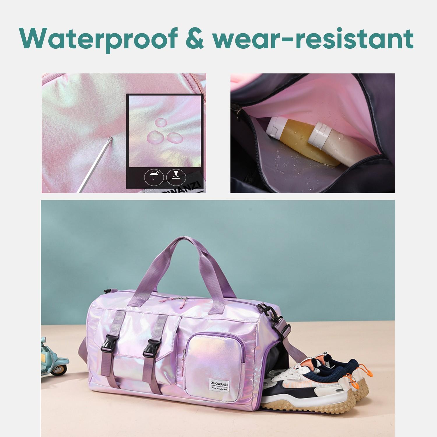 Cute and stylish travel organizer bag/luggage bag - fashionable color-changing waterproof fabric, with handles, shoulder strap, or crossbody wear, suitable for travel, fitness, and yoga - multi-functional carry-on luggage with adjustable shoulder strap