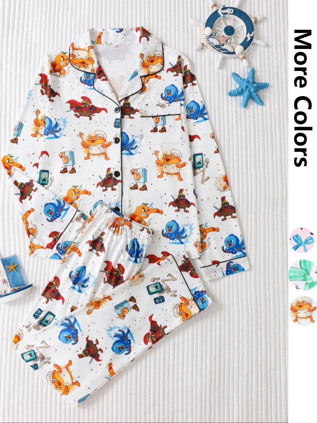 Women's Button Pajama, Casual Comfy Long Sleeve Top & Pants PJ Set, Ladies Sleepwear for All Seasons, Loungewear