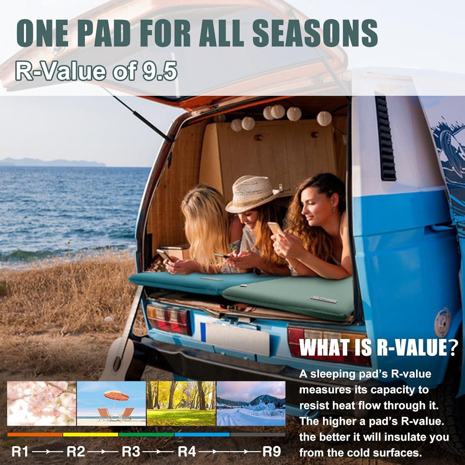 Self Inflating Sleeping Pad with Electric Pump, 3.14" Ultra-Thick Memory Foam Sleeping Mats for Camping,Easy Inflate&Deflate,9.5 R-Value Insulated Camping Mattress Pad with Pillow for Car Travel Tent Self Inflating Sleeping Pad with Electric Pump, 3.14" Ultra-Thick Memory Foam Sleeping Mats for Camping,Easy Inflate&Deflate,9.5 R-Value Insulated Camping Mattress Pad with Pillow for Car Travel Tent