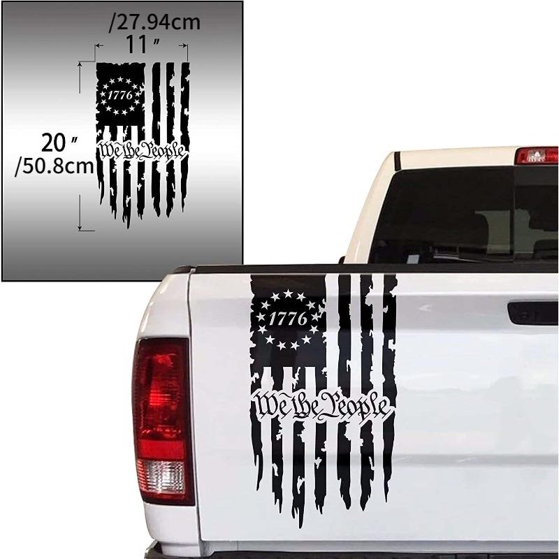 American Flag Pattern Car Sticker, Vintage American Flag Truck Rear Bumper Vinyl Decal, Car Exterior Decoration Accessories for Truck, Van, SUV, Truck Decals