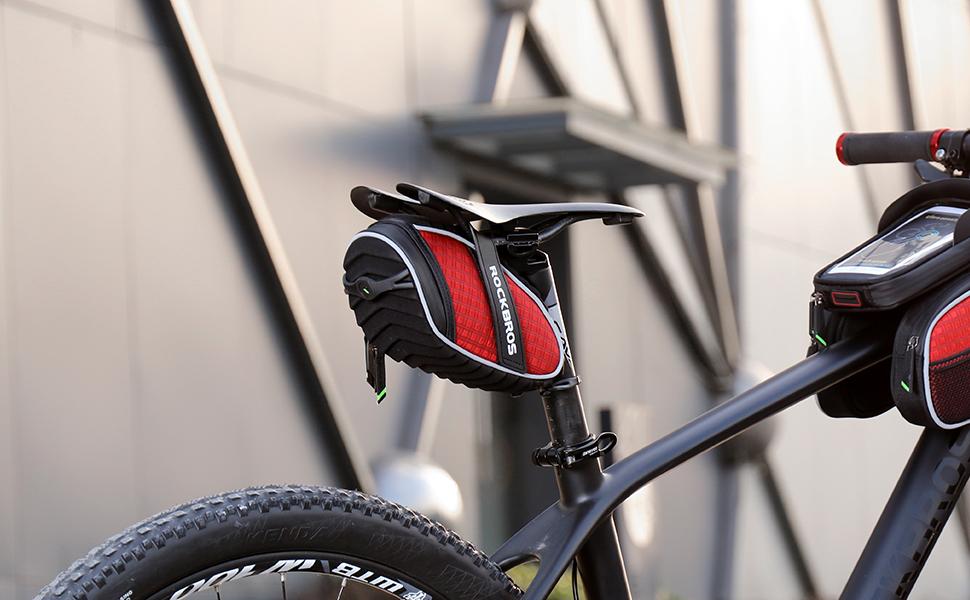 ROCKBROS Bike Seat Bag, Bicycle Saddle Bag Under Seat 3D Shell Cycling Seat Pack for Mountain Road Bikes Black